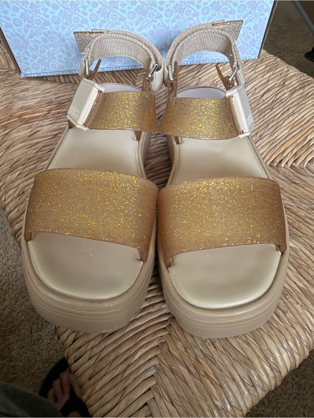 Melissa Women’s Glitter Platform Sandals - Gold